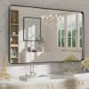 71vVjsF_l0L._AC_SL1500 22x30 Inch Bronze Bathroom Mirror for Vanity, Brushed Bronze Metal Frame Mirror for Wall, Rounded Rectangle Bronze Frame Mirror with Tempered Glass, Anti-Rust (Horizontal/Vertical)