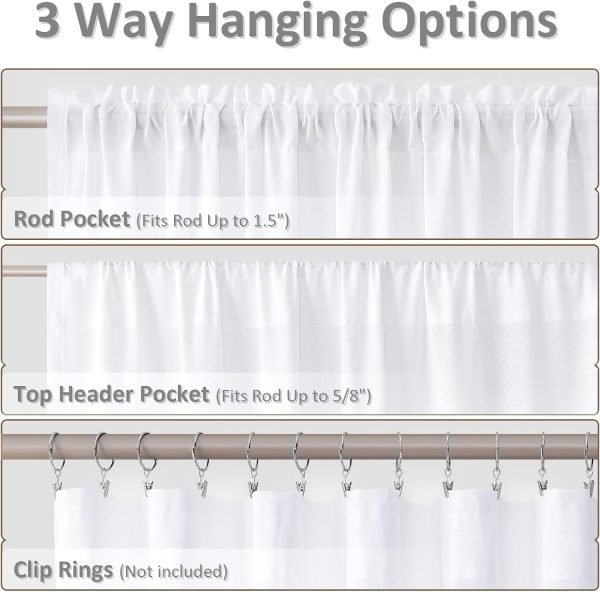 Pure White Linen Curtains 90 Inch Length for Living Room Bedroom 2 Panels Set Rod Pocket Light Filtering Semi Sheer Window Curtains 52 Inch Width Boho Farmhouse Linen Drapes, W52xL90