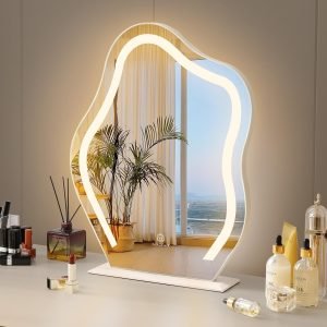71z_1ysMbZL._AC_SL1500 Vanity Mirror with Lights 17.7" X 21.6" Irregular Cute Cloud Lighted Makeup Mirror with Dimmable 3 Light Modes Esthetics Hollywood Mirror for Tabletop Wall-Mounted Bedroom Beauty Salon