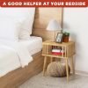 Bamboo Nightstand with Solid Legs Small Side Tables Mid Century Modern Bedside Table for Kids' Bedroom and Small Space, Natural