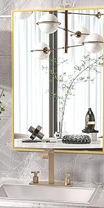 gold bathroom mirror