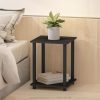 Simplistic Set of 2 End Table, Espresso/Black