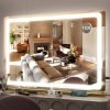 Vanity Mirror with Lights - 15"x12.6" LED Lighted Makeup Mirror, Large Makeup Mirror with Lights, Touch Screen with 3-Color Lighting, Dimmable, for Vanity Desk Tabletop, Bedroom