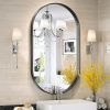 Black Oval Mirror for Bathroom Vanity 20x30 Inch, Matte Black Bathroom Mirrors for Wall Metal Frame, Wall Mounted Mirror for Bedroom Living Room Wall Decor Hang Vertical and Horizontal