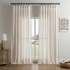 Linen Curtains 2 Panel Set,Light Filtering, Ivory on Linen Curtains 96 Inch Curtains for Living Room, Cream Drapes 96 Inches Long Rod Pocket Back Tab Curtains (96" L x 52" W)