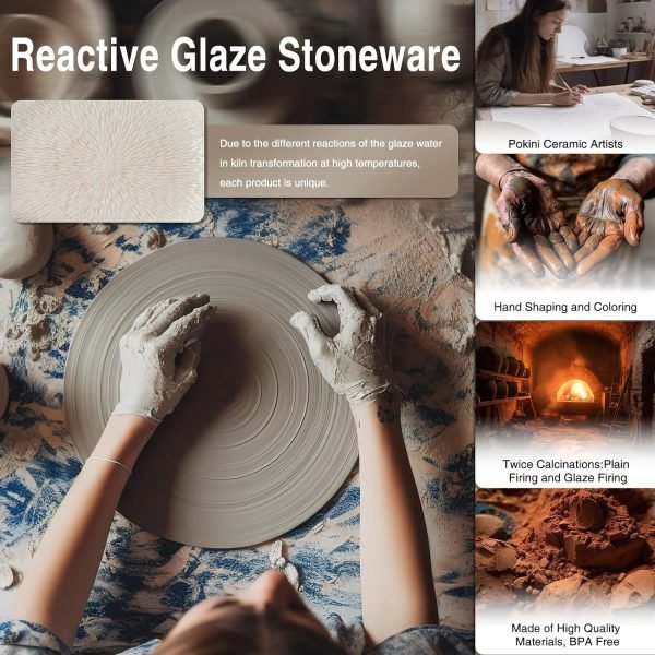 Dinnerware Sets, Beige Relief Plates and Bowls Sets, 12 Pieces Stoneware Dinnerware Set Service for 4, Vintage Look Dish Set Clearance, Handmade Highly Chip and Crack Resistant Dishes