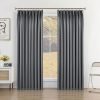 Pure White Pinch Pleat Curtain 52" W x 63" L Solid Thermal Insulated 50% Blackout Patio Door Curtain Panel Drape for Traverse Rod and Track with Tieback, (One Panel)