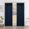 Pure White Pinch Pleat Curtain 52" W x 63" L Solid Thermal Insulated 50% Blackout Patio Door Curtain Panel Drape for Traverse Rod and Track with Tieback, (One Panel)