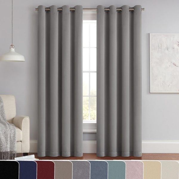 Modern Room Darkening Rod Pocket Window Curtain for Bedroom (1 Panel), 54 in x 54 in, Grey