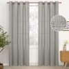 Natural Linen Curtains 63 Inch Length 2 Panels Bronze Grommet Linen Textured Short Window Drapes Light Filtering for Living Room Bedroom, 52 X 63 Inch
