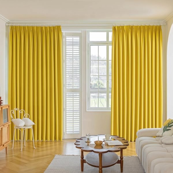 Pure White Pinch Pleat Curtain 52" W x 63" L Solid Thermal Insulated 50% Blackout Patio Door Curtain Panel Drape for Traverse Rod and Track with Tieback, (One Panel)