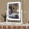 Vanity Mirror with Lights - 15"x12.6" LED Lighted Makeup Mirror, Large Makeup Mirror with Lights, Touch Screen with 3-Color Lighting, Dimmable, for Vanity Desk Tabletop, Bedroom