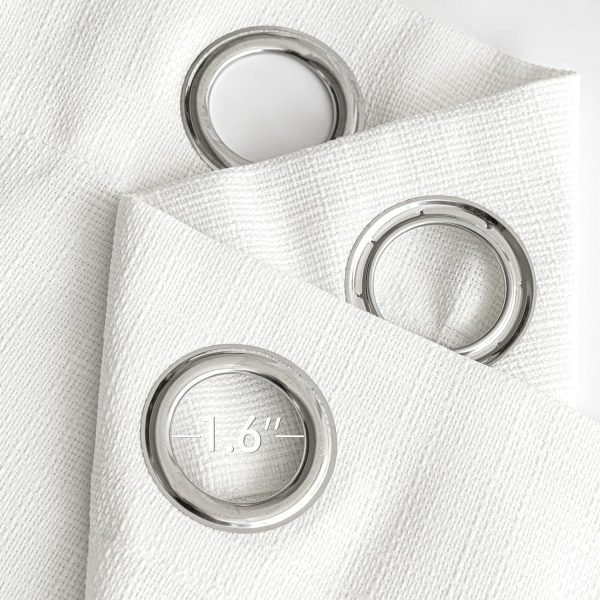 White Faux Linen Textured Curtains 72 Inch Length 2 Panels Set for Living Room Bedroom Privacy Casual Weave Farmhouse Burlap Semi Sheer Grommet Top Light Filtering Window Drapes, W37 x L72