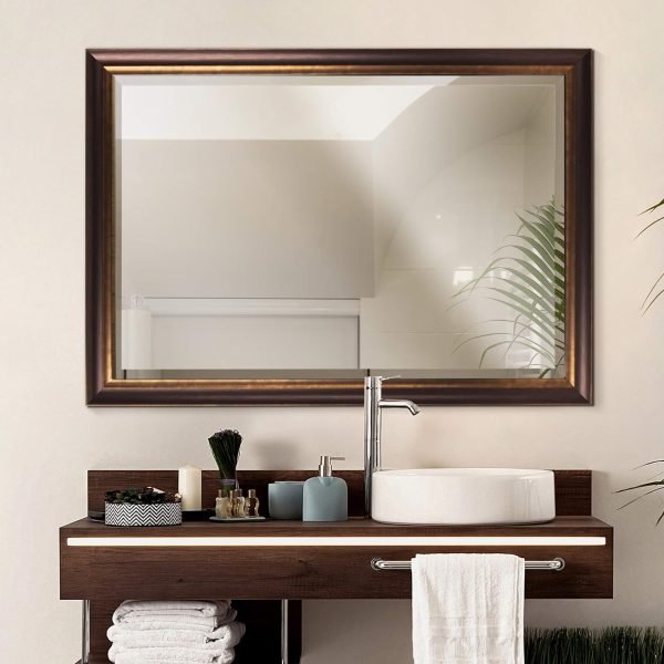 Bronze Copper Oil Rubbed Framed Wall Mirror, Vanity Mirror, Bathroom Mirrors, Rectangle Mirrors, Living Room Mirrors - 26" x 32"