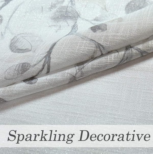 Gray Tan Leaf Floral Print Metallic Sheer Curtain Panels for Autumn Fall Rustic Living Room Bedroom Sparkling Decorative Grommet Top Window Treatment Farmhouse Drape, 40"x84"x2