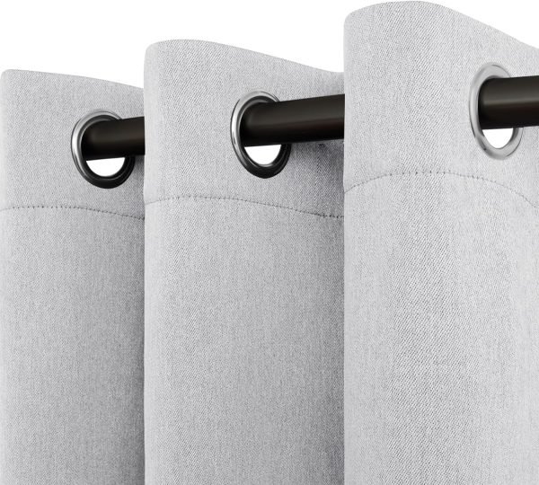 Linen Textured 100% Blackout Curtain 100x96 Inch Extra Wide Patio Sliding Door Curtain Solid Thermal Insulated Room Curtain for Bedroom, Living Room (1 Panel, White)