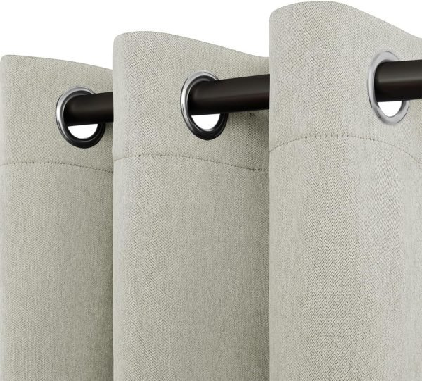 Linen Textured 100% Blackout Curtain 100x96 Inch Extra Wide Patio Sliding Door Curtain Solid Thermal Insulated Room Curtain for Bedroom, Living Room (1 Panel, White)