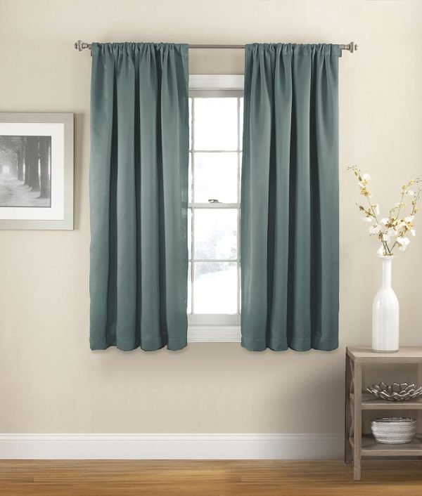 Modern Room Darkening Rod Pocket Window Curtain for Bedroom (1 Panel), 54 in x 54 in, Grey