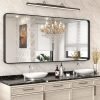 81_QAPmQ4rL._AC_SL1500 22x30 Inch Bronze Bathroom Mirror for Vanity, Brushed Bronze Metal Frame Mirror for Wall, Rounded Rectangle Bronze Frame Mirror with Tempered Glass, Anti-Rust (Horizontal/Vertical)