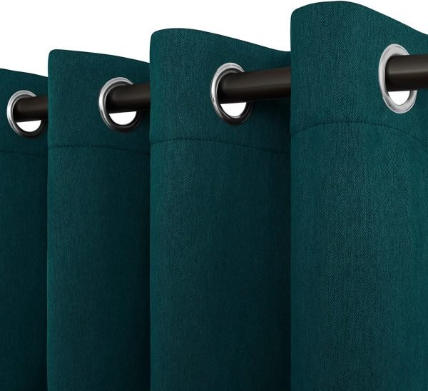 Linen Textured 100% Blackout Curtain 100x96 Inch Extra Wide Patio Sliding Door Curtain Solid Thermal Insulated Room Curtain for Bedroom, Living Room (1 Panel, White)