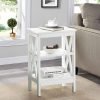 Nightstand Sofa Side Table with 3-Tier Storage Shelf for Living Room, Bedroom, Stable Steel Frame, Easy Assembly, End, White