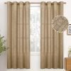 Natural Linen Curtains 63 Inch Length 2 Panels Bronze Grommet Linen Textured Short Window Drapes Light Filtering for Living Room Bedroom, 52 X 63 Inch
