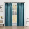 Pure White Pinch Pleat Curtain 52" W x 63" L Solid Thermal Insulated 50% Blackout Patio Door Curtain Panel Drape for Traverse Rod and Track with Tieback, (One Panel)