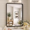 Black Bathroom Mirror for Wall, 24x36 Inch Rectangular Black Metal Framed Mirror, Modern Wall Mounted Vanity Mirror for Bathroom, Vertical or Horizontal