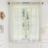 White Linen Sheer Curtains 96 Inch Length for Extra Wide Windows 84 Inch Width 2 Panel Back Tab Pocket Light Filter Semi Sheer Long Skinny Curtains for Living Room Rustic Farmhouse 8 FT Wide 84 x 96