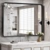 Black Bathroom Mirror for Wall, 20 x 28 Inch Rectangluar Black Metal Framed Mirror, Modern Wall Mounted Vanity Mirror for Bathroom, Vertical or Horizontal