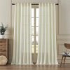 Pleated Linen Curtains 96 Inches Long for Living Room 2 Panel Set, Semi Sheer Pinch Pleat Back Tab Drapes with Hooks Neutral Boho Light Filtering Curtain for Bedroom Window 8 Ft W38xL96