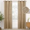 Natural Linen Curtains 63 Inch Length 2 Panels Bronze Grommet Linen Textured Short Window Drapes Light Filtering for Living Room Bedroom, 52 X 63 Inch