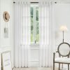 White Linen Sheer Curtains 96 Inch Length for Extra Wide Windows 84 Inch Width 2 Panel Back Tab Pocket Light Filter Semi Sheer Long Skinny Curtains for Living Room Rustic Farmhouse 8 FT Wide 84 x 96