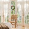 Linen Sheer Curtains 108inches Long for Living Room Flax Blend Retro Window Draperies for Bedroom Sheers Rod Pocket 52" w x 2Panel Natural