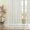 Pleated Linen Curtains 96 Inches Long for Living Room 2 Panel Set, Semi Sheer Pinch Pleat Back Tab Drapes with Hooks Neutral Boho Light Filtering Curtain for Bedroom Window 8 Ft W38xL96