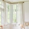 White Linen Sheer Curtains 96 Inch Length for Extra Wide Windows 84 Inch Width 2 Panel Back Tab Pocket Light Filter Semi Sheer Long Skinny Curtains for Living Room Rustic Farmhouse 8 FT Wide 84 x 96