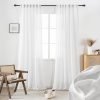White Linen Sheer Curtains 96 Inch Length for Extra Wide Windows 84 Inch Width 2 Panel Back Tab Pocket Light Filter Semi Sheer Long Skinny Curtains for Living Room Rustic Farmhouse 8 FT Wide 84 x 96