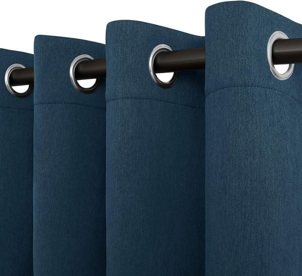 Linen Textured 100% Blackout Curtain 100x96 Inch Extra Wide Patio Sliding Door Curtain Solid Thermal Insulated Room Curtain for Bedroom, Living Room (1 Panel, White)