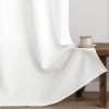 White Faux Linen Textured Curtains 72 Inch Length 2 Panels Set for Living Room Bedroom Privacy Casual Weave Farmhouse Burlap Semi Sheer Grommet Top Light Filtering Window Drapes, W37 x L72