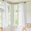 White Linen Sheer Curtains 96 Inch Length for Extra Wide Windows 84 Inch Width 2 Panel Back Tab Pocket Light Filter Semi Sheer Long Skinny Curtains for Living Room Rustic Farmhouse 8 FT Wide 84 x 96