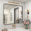 20x30 Silver Bathroom Mirror, Silver Wall Mirror for Vanity, Brushed Metal Framed Rectangle Mirror, Anti-Rust, Brushed Nickel,Shatterproof, Round Corners(Horizontally/Vertically)