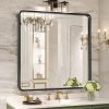 Black Bathroom Mirror for Wall, 24x36 Inch Rectangular Black Metal Framed Mirror, Modern Wall Mounted Vanity Mirror for Bathroom, Vertical or Horizontal