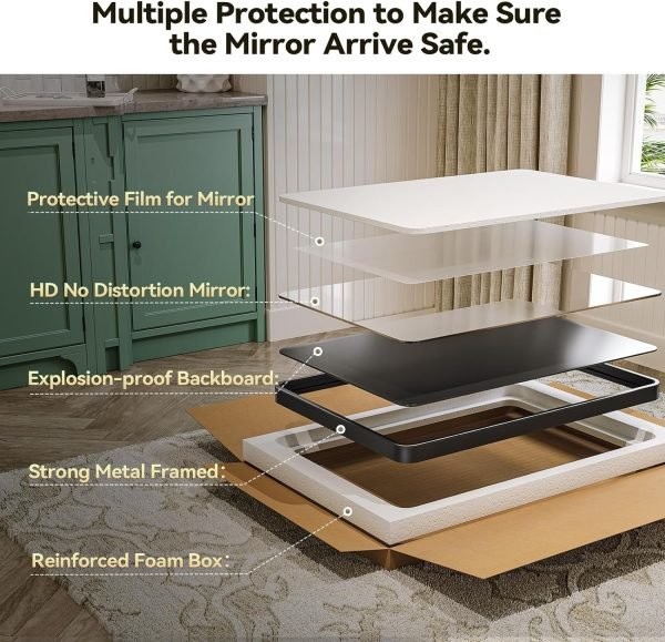 Black Bathroom Mirror for Wall, 20 x 28 Inch Rectangluar Black Metal Framed Mirror, Modern Wall Mounted Vanity Mirror for Bathroom, Vertical or Horizontal