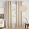 White Faux Linen Textured Curtains 72 Inch Length 2 Panels Set for Living Room Bedroom Privacy Casual Weave Farmhouse Burlap Semi Sheer Grommet Top Light Filtering Window Drapes, W37 x L72