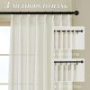 Pleated Linen Curtains 96 Inches Long for Living Room 2 Panel Set, Semi Sheer Pinch Pleat Back Tab Drapes with Hooks Neutral Boho Light Filtering Curtain for Bedroom Window 8 Ft W38xL96