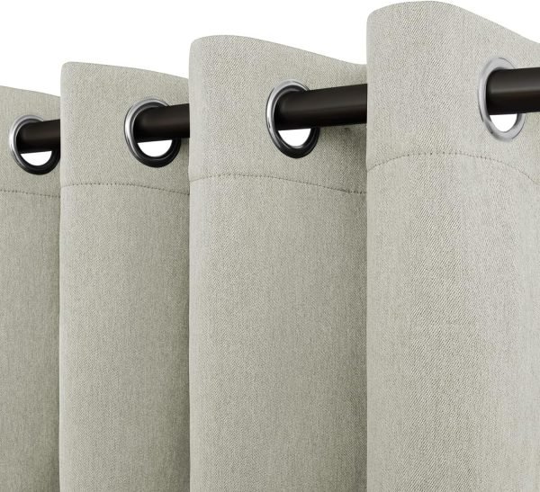 Linen Textured 100% Blackout Curtain 100x96 Inch Extra Wide Patio Sliding Door Curtain Solid Thermal Insulated Room Curtain for Bedroom, Living Room (1 Panel, White)