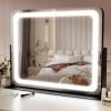 Lighted Makeup Mirror with Light, 9"x11" Vanity Mirror with Lights, Portable Tabletop Cosmetic Make Up Mirror, Smart Touch Control, Dual Power Supply, 360°Rotation