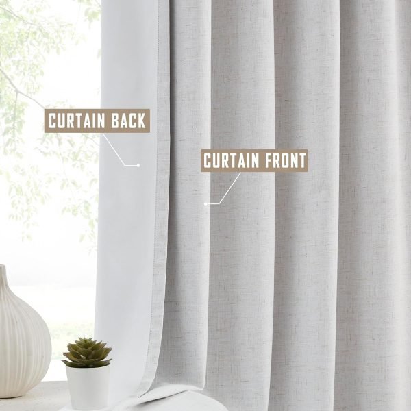 Linen Blended Pinch Pleated Drapes,Blackout and Thermal Insulated Noise Reducing Pleated Curtains for Bedroom Nursery,Backtab 108 Inches with 9 Hooks,40"x108", 1 Panel,Natural Beige