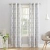 Leaf Print Semi-Sheer Grommet Curtain Panel, 40" x 84, White