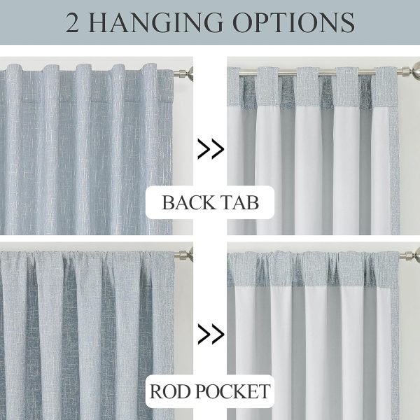 Chambray Blue Full Blackout Curtains 84 inch for Bedroom Living Room Darkening Soundproof Window Panels Thermal Insulated Rod Pocket Back Tab Grayish Blue Drapes 2 Panels 50" Wx84 L